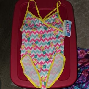 (J29) Colorful Pineapple Print Swimsuit